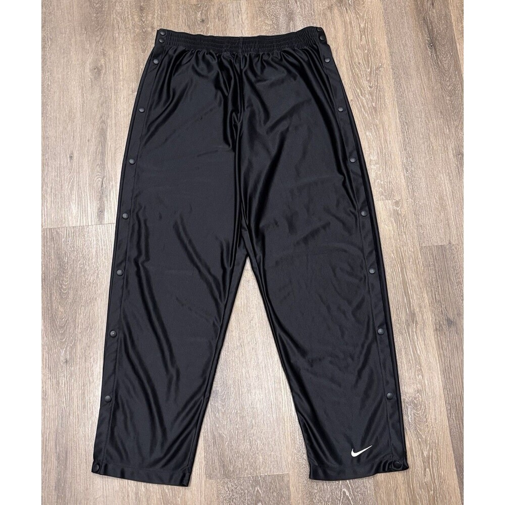 Vintage Nike Tear Away Track Pants Mens XL Black Dazzle 90s Basketball Snap